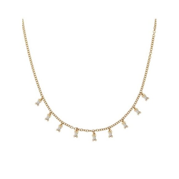 ILEANA MAKRI 18k Yellow Gold & Diamond  Baguette Charm Necklace - Picture 1 of 11